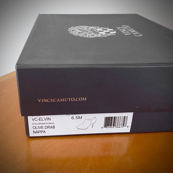 Vince Camuto "Elvin" Leather Platform Booties in Olive Drab Nappa, 6.5M - Picture 15 of 15